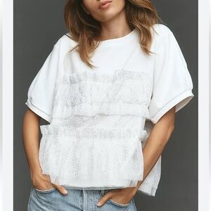 MAEVE➕NWT Anthropologie Smocked Ruffled Sweatshirt